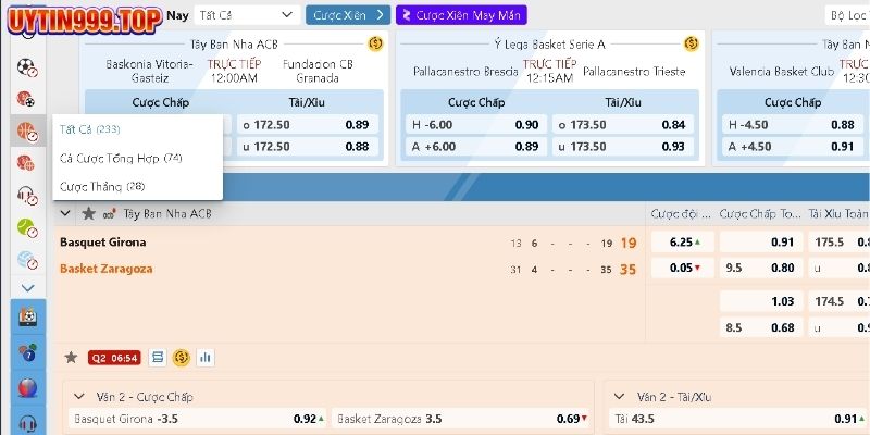 Các hình thức cá cược tại thể thao UYTIN999